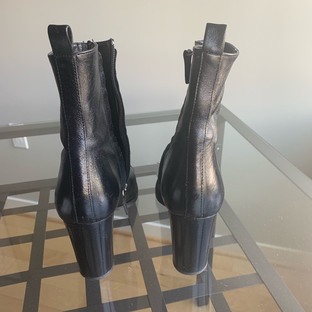 Black leather booties